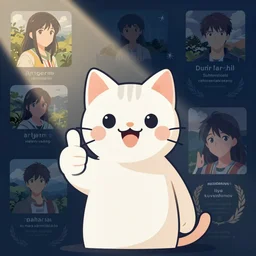 a happy cat with thumbs up, clean cel shaded vector art. shutterstock. behance hd by lois van baarle, artgerm, helen huang, by makoto shinkai and ilya kuvshinov, rossdraws, illustration