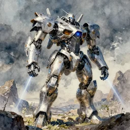 concept art s a mech robot, pinterest, artstation trending, behance, watercolor, by coby whitmore *, silver, laser light *,