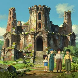 an ancient monastery ruins, studio ghibli, pixar and disney animation, highly saturated colors,, rendered in unreal engine 5, highly detailed, digital painting, artstation, concept art, smooth, sharp focus, illustration, wide angle, artbook, wallpaper, splash art, promo art, dramatic lighting, art by artgerm and greg rutkowski and bo chen and jin xiaodi
