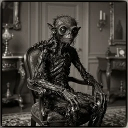 mothman is sitting inside a luxurious room, wet version of photography, 1 9 0 0 s