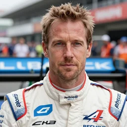 closeup portrait of Richard Hammond as an Alpine driver at the formula 1 starting grid, by Steve McCurry and David Lazar, natural light, detailed face, CANON Eos C300, ƒ1.8, 35mm, 8K, medium-format print