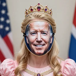 princess wearing a mask of joe biden's face