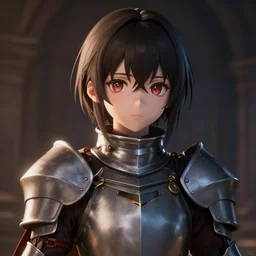 anime girl with a knight uniform, dramatic art, trending on artstation, volumetric lighting, cute - fine - face, beautifully detailed and perfect