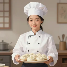 full character of a chinese woman cook with a plate baozi, character design, beautiful face, painting by gaston bussiere, katsuya terada, nc wyeth, greg rutkowski, craig mullins, vermeer, frank frazetta, mucha, trending on artstation, jeffery catherine jones