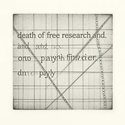 ' death of free research and. onto paying financiers ', etching, laid paper, paper which has been made in a wire mould of mesh intersecting at right angles and thus leaving its mark in the form of chain lines on the paper surface. this was the standard method of manufacture for older, hand - made papers.