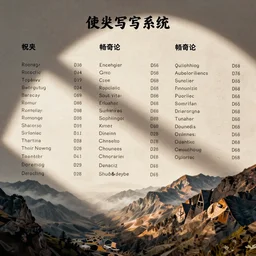 an enigmatic writing system, cheat sheet with romanizations