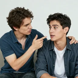 ugly man talking to handsome man
