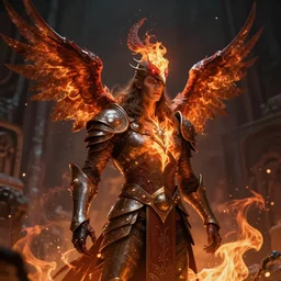 fire elemental myrmidon blessed by the long - tailed widowbird, art by stephen fabian and chris achilleos, trending on artstation, atmospheric macro view 2 0 0 1 : a space odyssey, portrait,