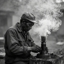 coal workers, close, smoke, art, photographic