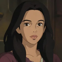 beautiful mexican woman, tall, dark skin, septum piercing and nose ring, prominent cheek bones, black hair and brown eyes, studio ghibli art style, art by hayao miyazaki, makoto shinkai
