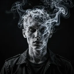 man made of smoke in the style of no known artistic, trending nowhere