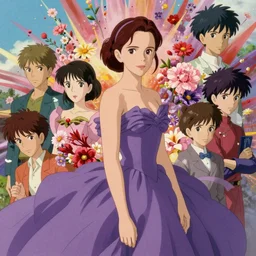 emma watson in purple dress, flower explosion, portrait shinkai makoto studio ghibli studio key hideaki anno sakimichan stanley artgerm lau rossdraws james jean marc simonetti elegant highly detailed digital painting artstation pixiv