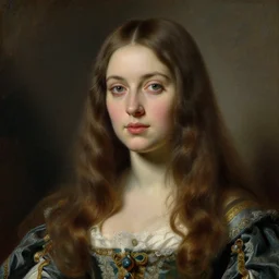 woman, long hair, ultra detailed, beautiful eyes, by greg hildebrandt fancy rococo baroque oil painting high quality clothed in fancy in pin up style