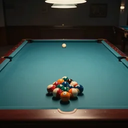 pool table with too many balls cinematic realistic