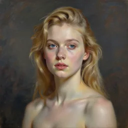 portrait of blonde katerina udut from MRM in style of claude monet