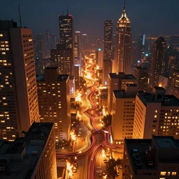 glowing under ground city, hyper realistic, by rhads, 4 k, volumetric lighting, so many wires, fire
