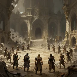 detailed ultra - realistic graphic novel illustration of patrolling adventurers, desolated mega dungeon cove, by famous digital artists, cinematic, full shot, hi fantasy art