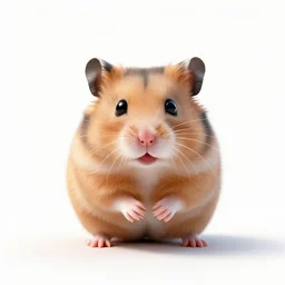 cute hamster, clean 3d render, full body, isolated on a pure white background, centered, entire subject in frame, sharp focus, soft studio lighting