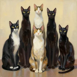 artwork of really tall sitting cats by artgerm, thick brush, 4 k resolution