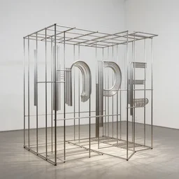 inadequate consistency of hope, conceptual modern and geometric art made of metal bars