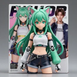 green-haired catgirl robo cyborg cyberpunk waifu figurine, bust portrait, photorealistic, artstation, anime, outfit-of-the-day, instagram, fashion outfit, inspo, street outfit, fashion model, fashion model, ootd, kpop, idol, flcl cover, yoji shinkawa greg rutkowski Craig Mullins Noah Bradley mark arian, selfie, bust portrait, ilya kuvshinov, trending on artstation, artstation hq, very very very beautiful, symmetrical, vignette, photoshop, clip studio paint, paint tool sai, J.C. Leyendecker WLOP