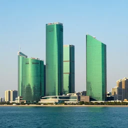 green towers in the sea