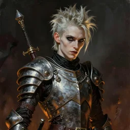 portrait of a skinny punk goth tony todd wearing armor by simon bisley, john blance, frank frazetta, fantasy, thief warrior
