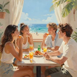 beautiful painting of sunny hiphop solarpunk royalty summertime chill, by dao le trong, daniela uhlig, craig mullins, craig davison. trending on artstation, 8 k, masterpiece, graffiti paint, fine detail, full of color, intricate detail, golden ratio illustration