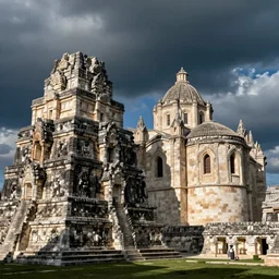 a combination of an ancient maya temple and medieval European cathedral, photograph of the year, ultra realistic detail