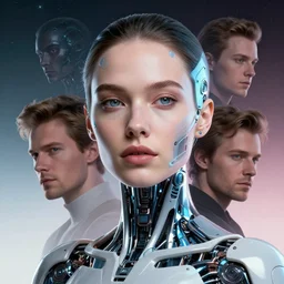 retrofuturistic portrait of a woman cybernetic nano enhancements, gradient space graphics in background, close up, quint buchholz, wlop, dan mumford, artgerm, liam brazier, peter mohrbacher, raw, featured on artstation, octane render, cinematic, elegant, intricate, 8 k
