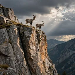mountain goats on a sheer cliffside, dr. suess