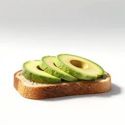 hand-painted avocado toast, clean 3d render, octane render, isolated on a pure white background, centered, entire object in frame, sharp focus, soft studio lighting