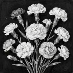 beautiful _ _ _ digital _ _ _ matte _ _ _ whimsical _ _ _ painting _ _ _ of _ _ _ whimsical _ _ _ botanical _ _ _ illustration _ _ _ black _ _ _ and _ _ _ white _ carnations _ _ _ flowers _ _ _ enchanted _ _ _ lisa frank
