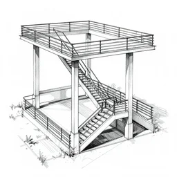 parkour park le corbusier snigelparken, ( ( railings ) ), photo, 4 k, detailed drawing
