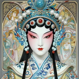 portrait of a cyberpunk machine, machine face, upper half portrait, decorated with chinese opera motifs, asian, fine china, wuxia, traditional chinese art, intricate, elegant, highly detailed, symmetry, headpiece, digital painting, artstation concept art smooth sharp focus, illustration, art by artgerm and greg rutkowski alphonse mucha 8 k