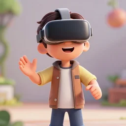 3 d render, pixar still, ai character from a vr game speaking intelligently