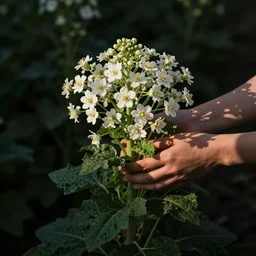 the vegetables have their hands full of flowers