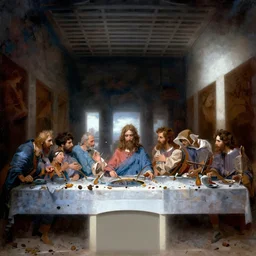pokemon jesus and his disciples at the last supper, by dave dorman hieronymus bosch, cyril rolando, esher and natalie shau, whimsical, profound, impossible, dark, atmospheric, brooding, digital painting, intricate.