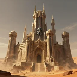 vaders castle if he built it on tatooine, artwork, art station, fantasy art, realistic, menacing, intricate, detailed, stunning