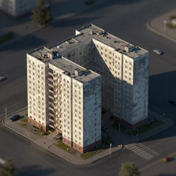 Photo of Soviet apartment building, isometric