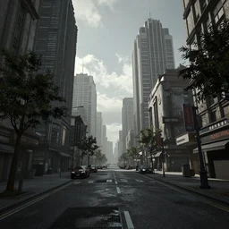 Apocalyptic city, empty streets, Octane Render