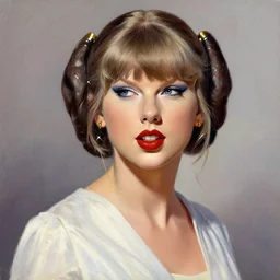Taylor Swift as Princess Leia, portrait painted by Normand Rockwell
