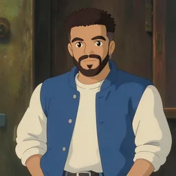 rapper drake, in the style of studio ghibli, studio ghibli drake,