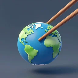 earth picked up by chopsticks, digital art, trending on artstation