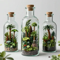 terrarium worlds made of lush rainforests in mccartney bottles 8 k /