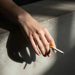 structure of lady's hand with cigarette