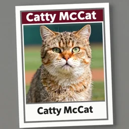 baseball card for catty mccat, the first professional feline player