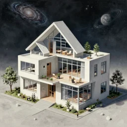 a beautiful hyperdetailed illustration of house plan architecture urbex by ludwig mies van der rohe, galactic, archdaily, wallpaper, highly detailed, trending on artstation.