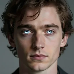 elijah wood portrait, eyes are made of crystals, glowing, highly detailed