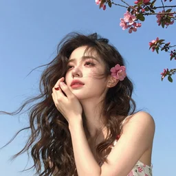 her love comes with the wind, she cries, flowers fall from the sky